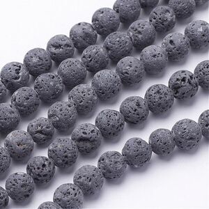 6MM Gray Lava Rock Beads-ONE Gemstone Bead Strand-Jewelry Supplies Crafts NWT